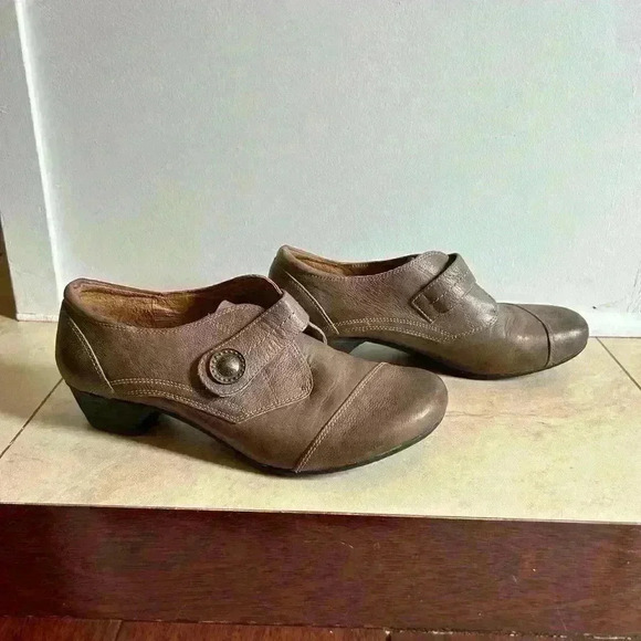 Taos Rhumba Gray Brown Leather Slip On Shoes Casual Pumps Low Heel Strap Size 9 - Picture 10 of 10